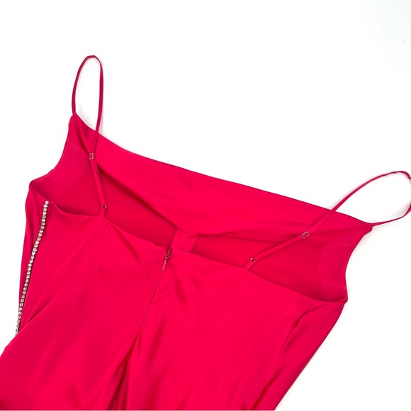 Cinq a Sept Dress 100% Silk EMILIA Draped Spaghetti Strap Satin Sz 2 Raspberry - Picture 6 of 13